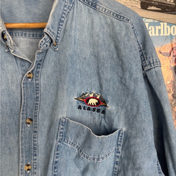 Men's Denim Button-Up Shirt - Picture 2 of 5